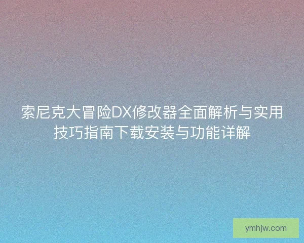 索尼克大冒险DX修改器全面解析与实用技巧指南下载安装与功能详解